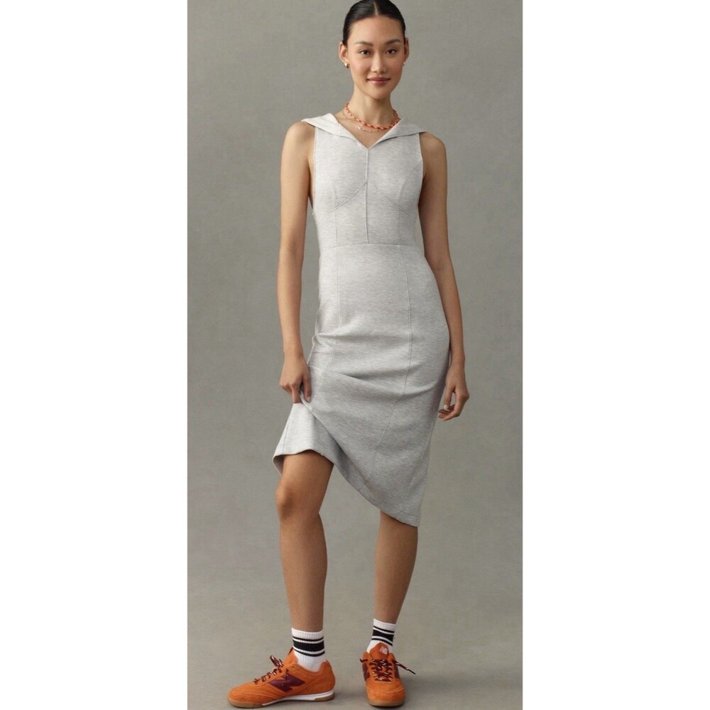 Anthropologie Daily Practice Midi Polo Tank Dress Gray Cozy Vacay Size XXS NWT